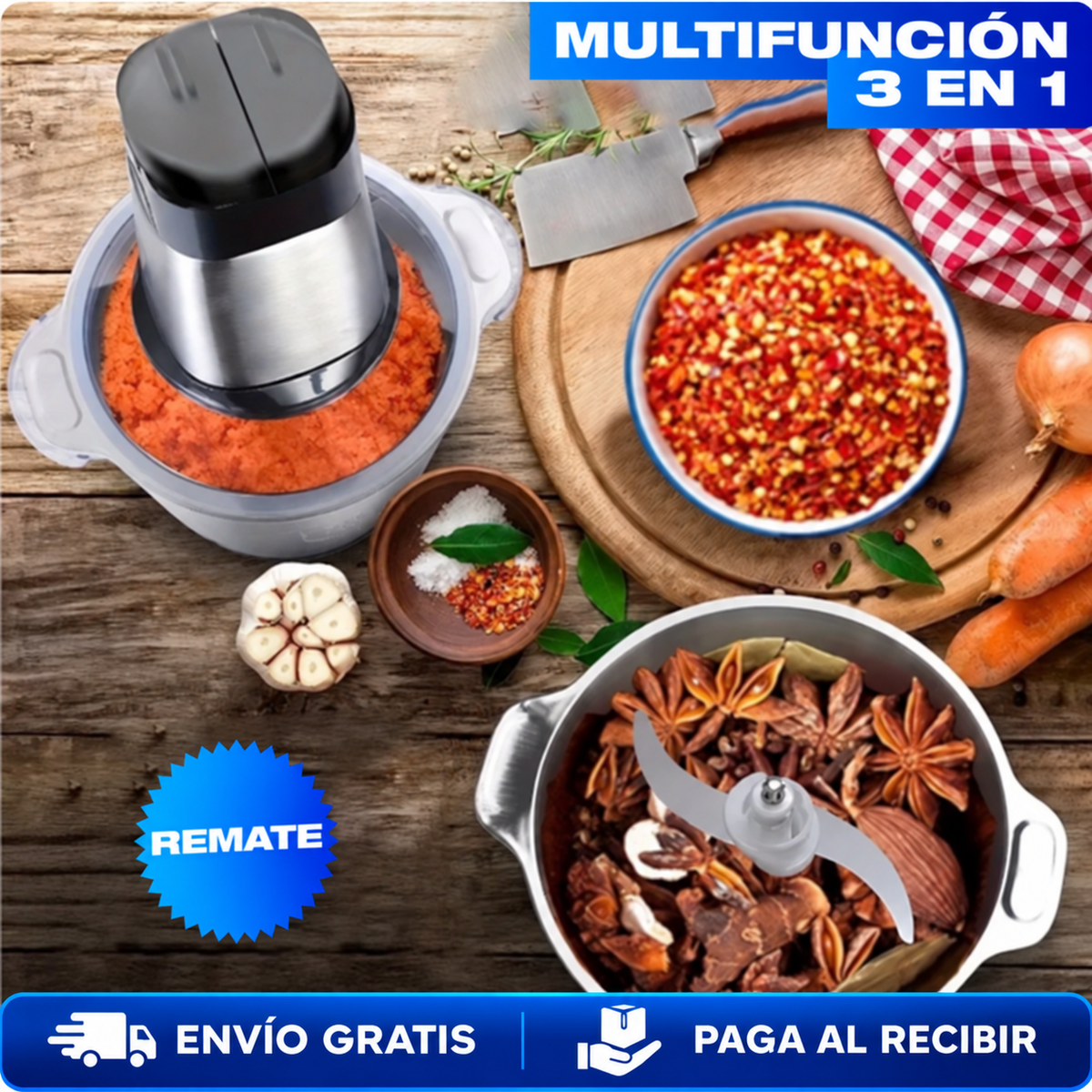 Molino Picador Eléctrico 2L – ¡Pica y Tritura en Segundos!